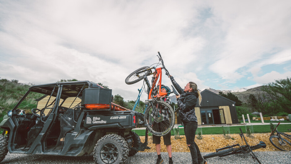 Staff will load your bikes onto the Can-Am, as well as provide pick-up and drop-off at various locations throughout the park.