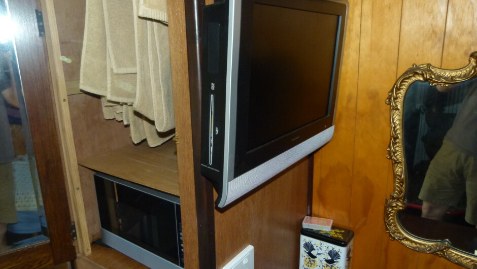 Microwave, fridge and TV - House Truck, Wacky Stays, Kaikoura
