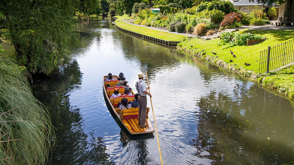 Punting down the canals in Christchurch