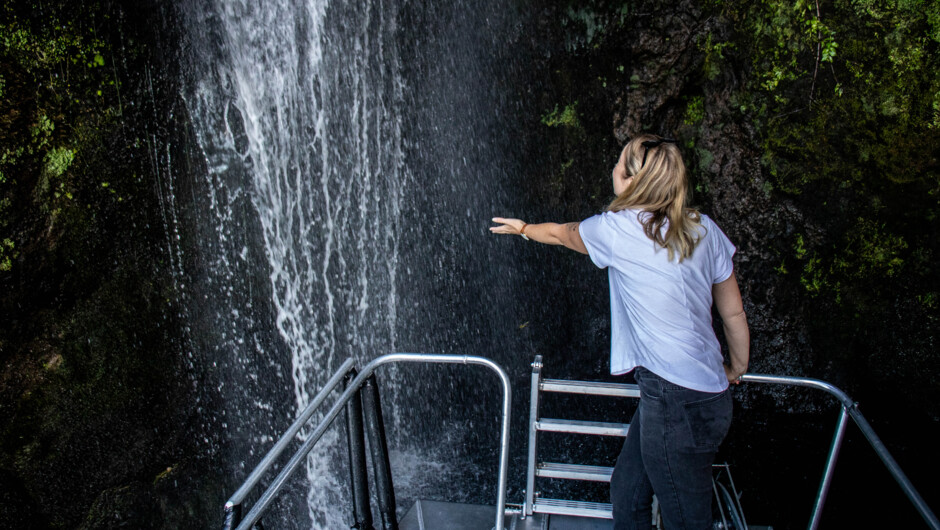 Touching a waterfall