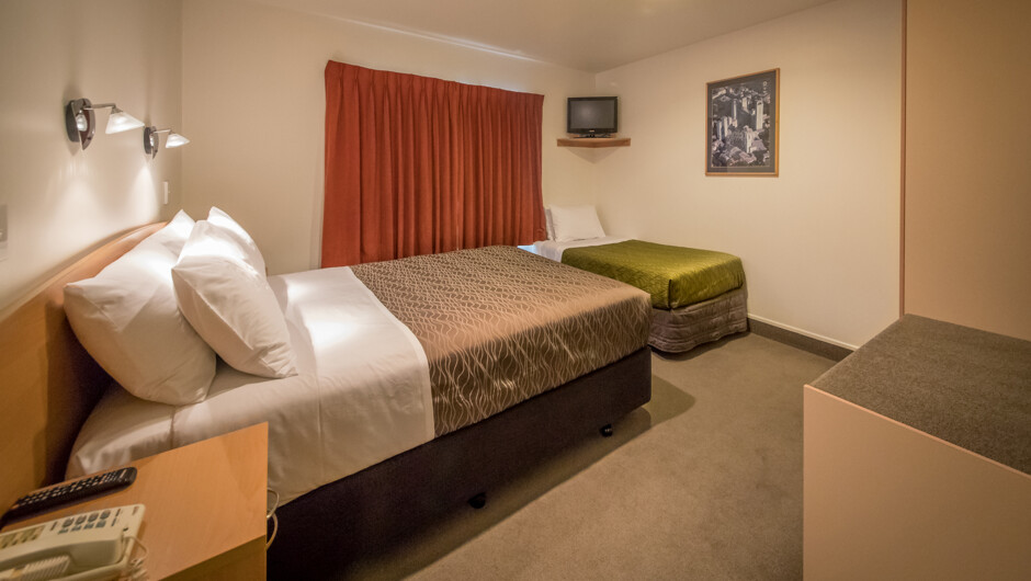 Our 1 bedrooms have a extra single bed in case two beds are required in the same room when booked.