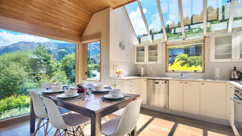 Kitchen and dining area with fantastic views