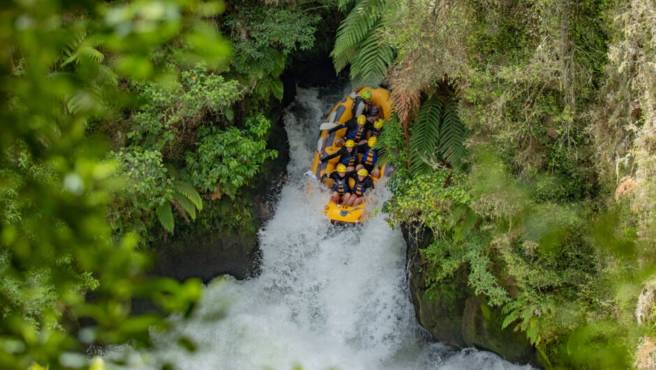 White water rafting on the Kaituna River, home to the big waterfall, the highest commercially rafted waterfall in the world  at 7 metres.