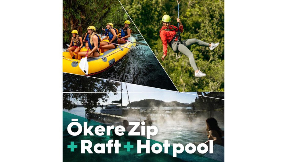 The ultimate combo, a full day out in Okere Falls ziplining, rafting and then the hotpools.