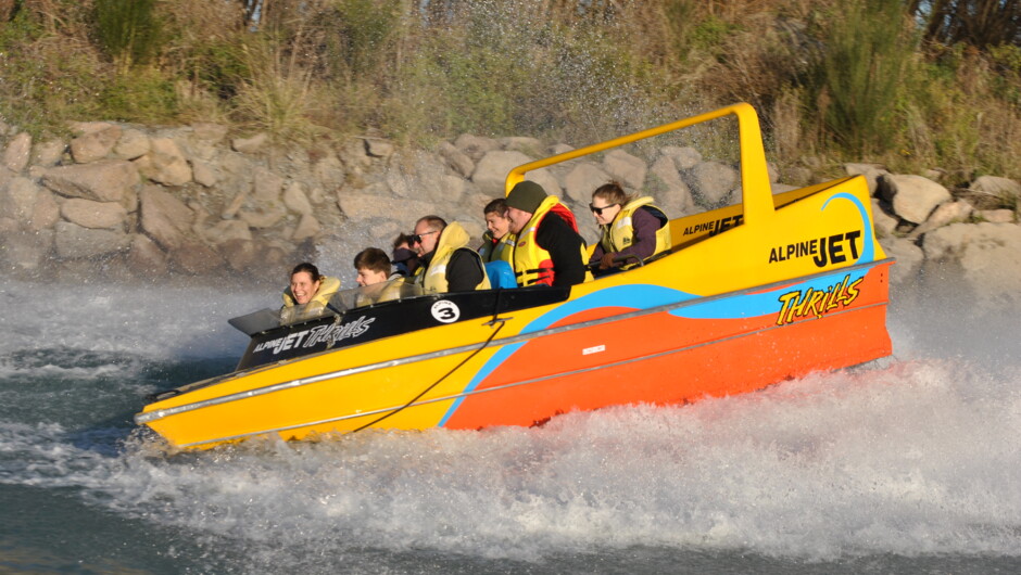 Thrilling jet boat ride on the braided river