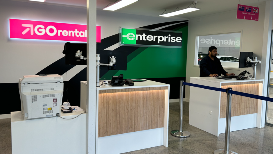 GO Rentals and Enterprise Auckland City Branch interior view.