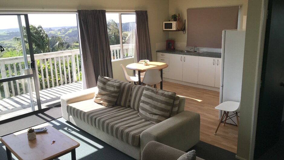Typical Apartment - Openplan Kitchen & Lounge aria with ranch slider opening up to deck. Seperate bedroom with King size bed, ensuite with shower Smart TV and free WIFI (4 x apartments available)