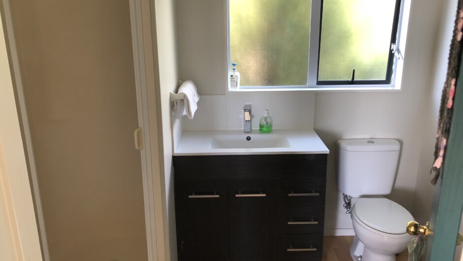 typical en-suite Bathroom in apartments with shower, toilet, towels and soap provided