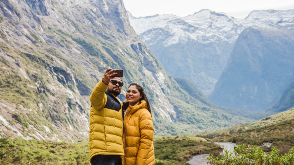Scenic photo stops on the Milford Road with Altitude Tours