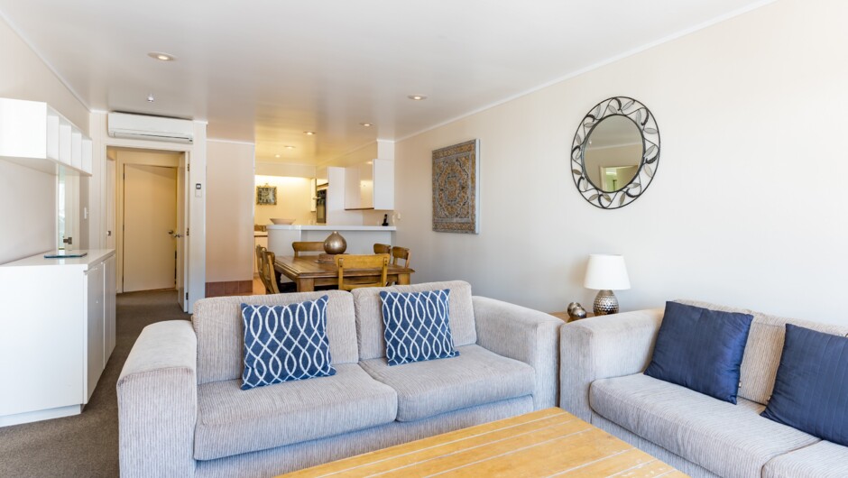 Lounge, Dining, and Kitchen - in our fully equipped 2-bedroom apartments.