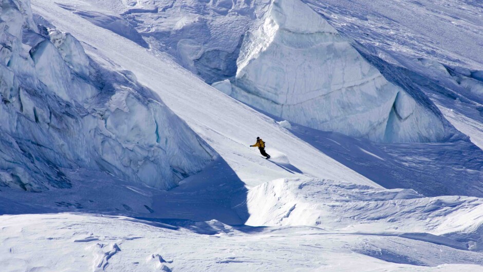 Glacier snowboarding.