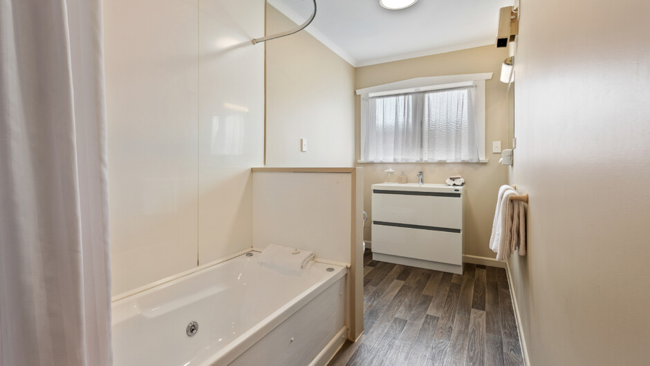 One of our two bedroom units bathroom