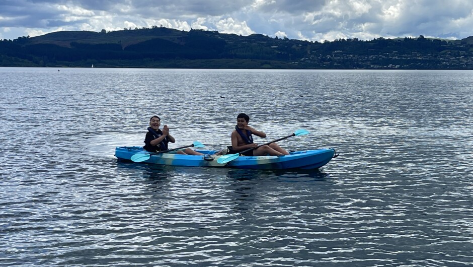 Double kayak, suitable for up to 2 adults and a small child.