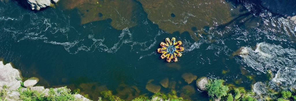 Aerial view of a riverbug going down Rangitāiki river