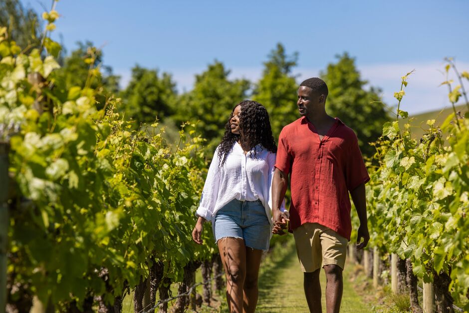 Couple in Craggy Range Winery vineyard