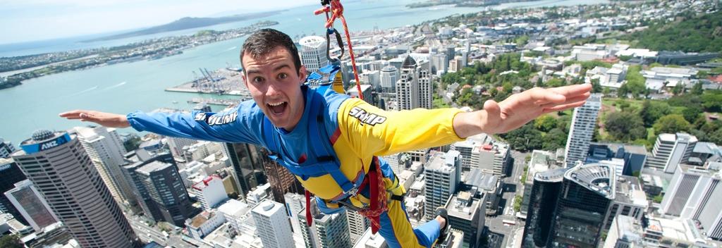 The SkyJump allows you to jump from Auckland's SkyTower - New Zealand's tallest building.