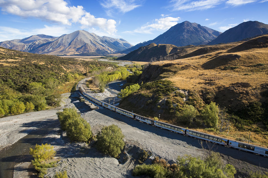 One of the world’s great train journeys, travelling coast to coast through forests and farmland and over the spectacular Southern Alps.