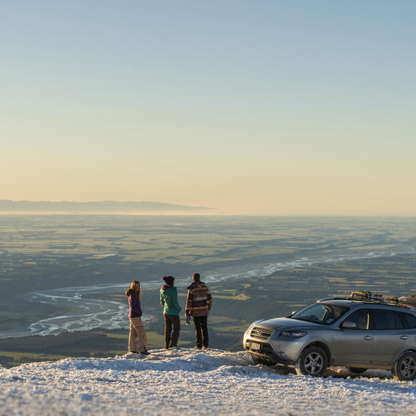 Enjoying the views over Canterbury from Mt Hutt