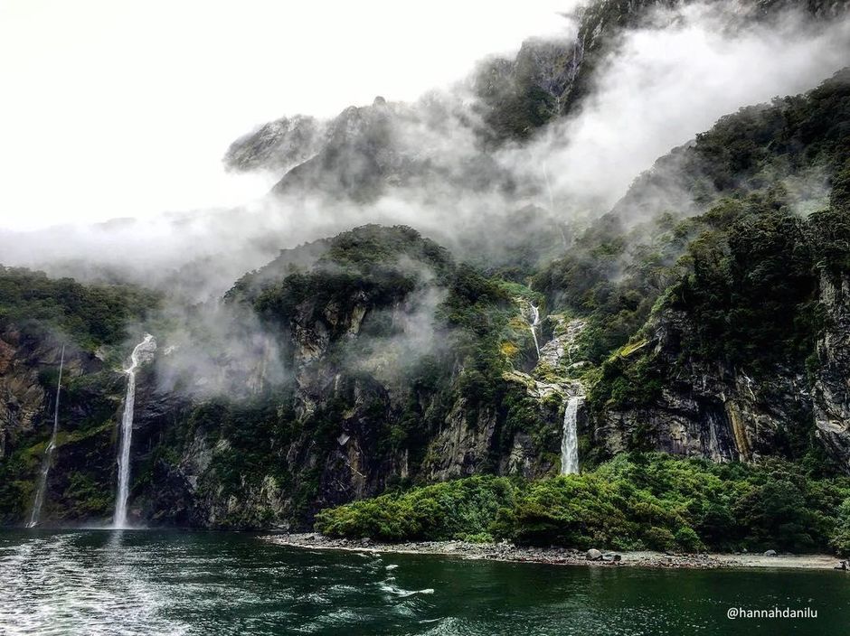 A surreal waterfall in Fiordland.