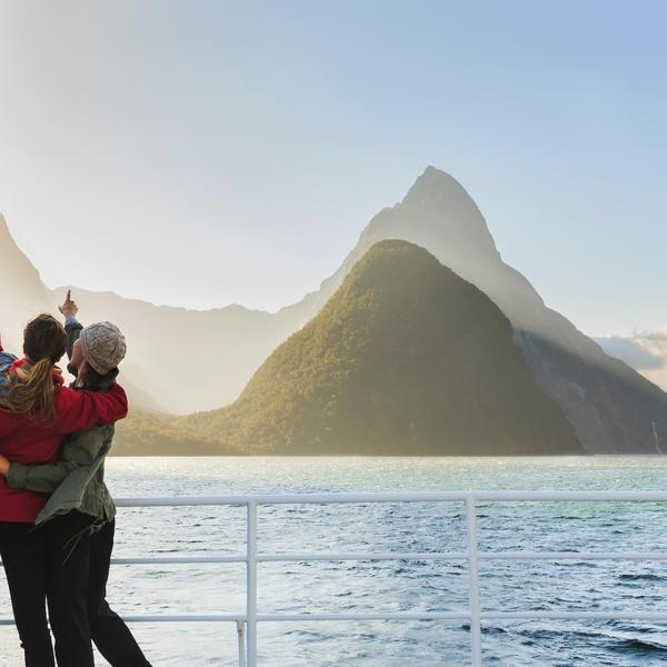 When landscapes are untouched and powerful, sightseeing is a lot of fun. The vertical cliffs of Milford Sound were carved by ancient glaciers.