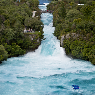 Experience the magnificent Huka Falls, surrounded by native bush.