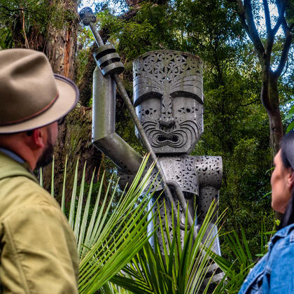 The Whatonga sculpture on the Manawatū Gorge track.