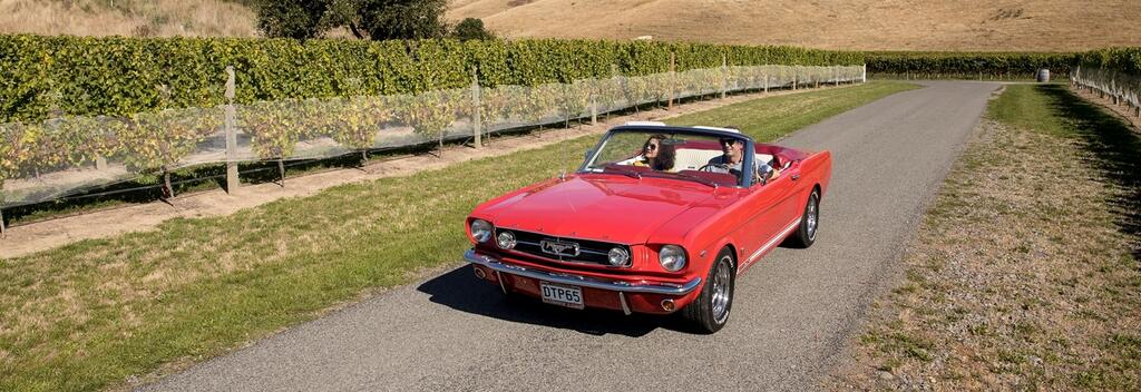 布兰卡特酒庄首席酿酒师Patrick Materman与殳俏驾着复古老爷车畅游酒庄