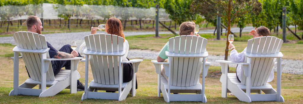 Friends enjoying views while tasting wines at Marlborough Food & Wine Festival