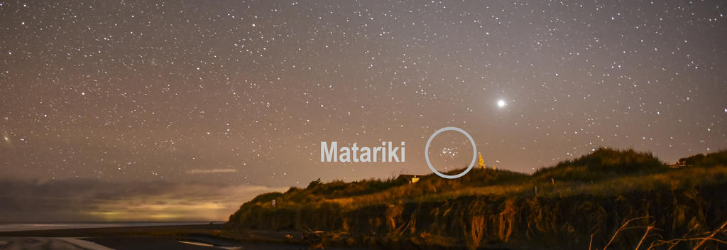 Matariki rising over Great Barrier Island