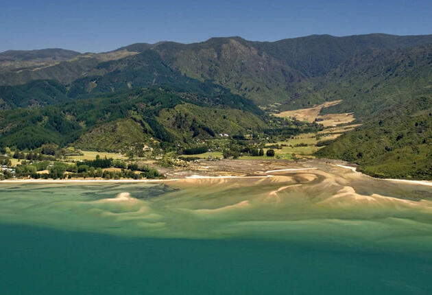 The main gateway into the Abel Tasman National Park, Marahau has a lovely beach and a choice of places to stay. Catch a water taxi or hire a kayak.