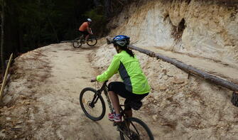 Riding an expertly designed Mountain Bike Track.
