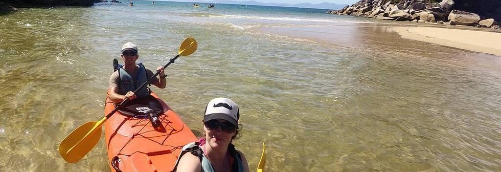 Kayakers enjoying the crystal clear waters and beautiful beaches in sunny Nelson Tasman.