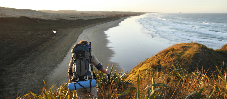 Der Ninety Mile Beach gehört zum Te Araroa Trail, einem der längsten Wanderwege der Welt.