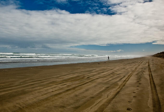 From Kaitaia you can plan your expedition to Cape Reinga and Ninety Mile Beach. This town has an interesting mix of Maori and Dalmatian ancestry.