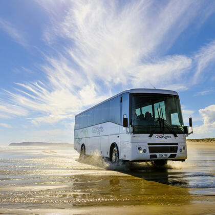Ninety-Mile Beach is the fabled strip of sand in New Zealand&#039;s North Island. The beach is also an official highway.