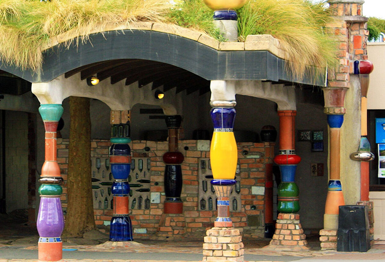 Kawakawa is world famous for the Hundertwasser toilets, designed especially by the town's famous Austrian resident, Freidensreich Hundertwasser.