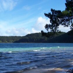 Sit beside the lake as gentle waves lap at the shore