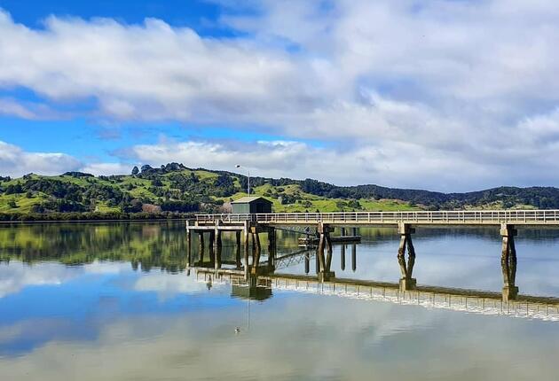The seaside town of Kohukohu is quietly charming. Nestled within Hokianga Harbour, it is home to numerous heritage buildings from the Kauri milling days.