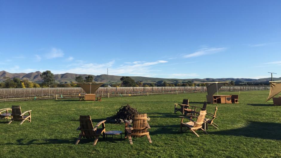Fiddller's Green Vineyard & Bistro outdoor seating over looking the vineyard