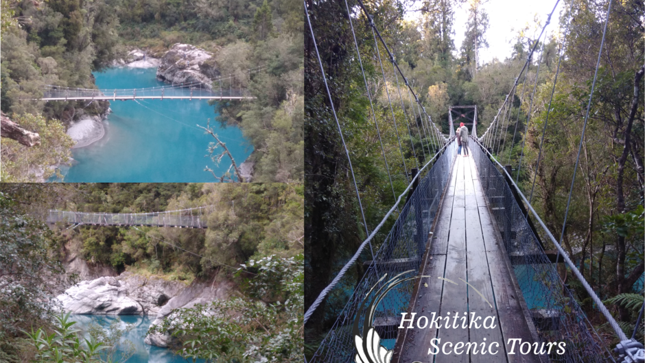 Time stands still at the blue green waters of rock sided Hokitika Gorge