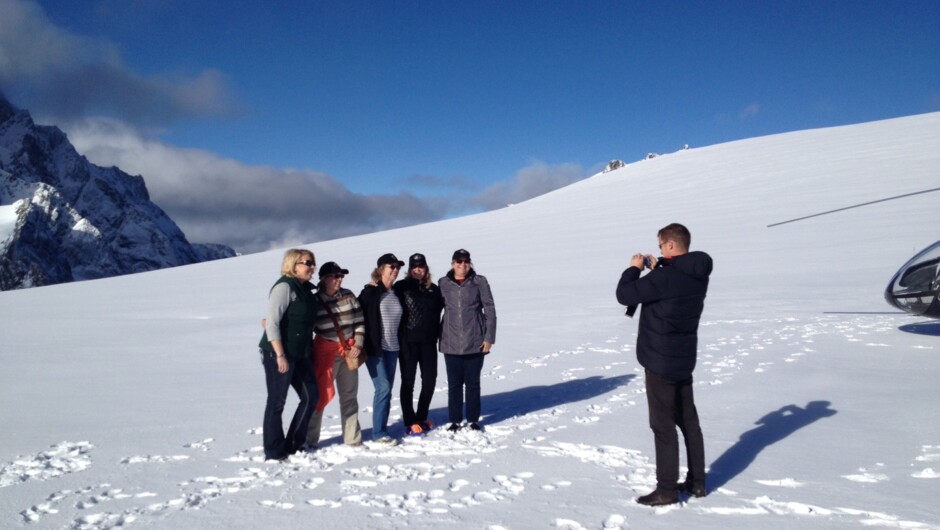 Happy clients on Mt Tutoko Glacier