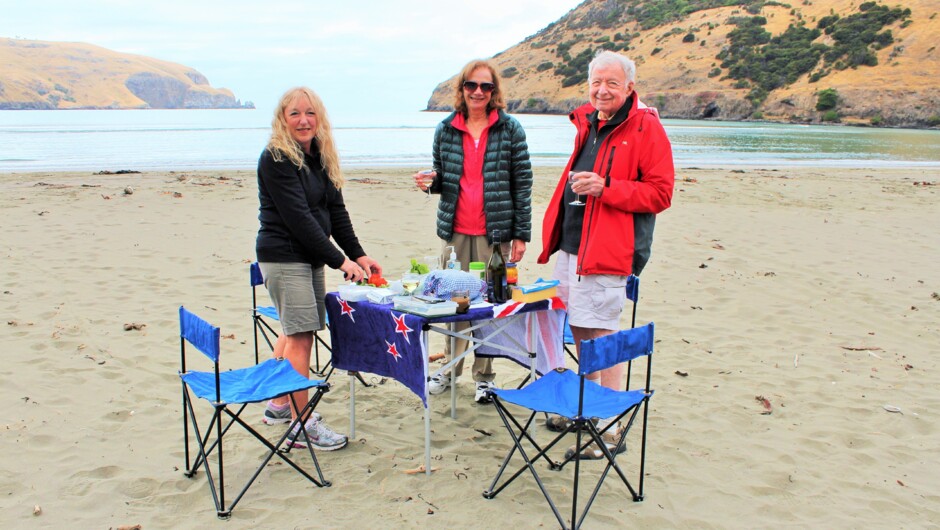 Delightful picnic on a remote beach