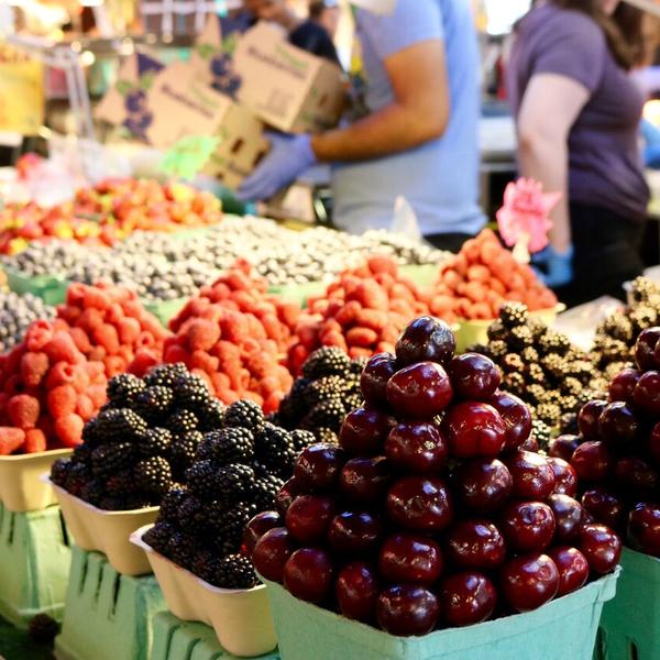 Fresh berries and cherries.