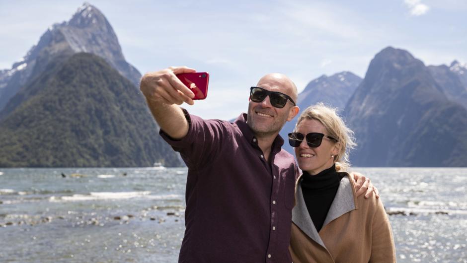 Capturing the iconic Mitre Peak photo in Milford Sound.