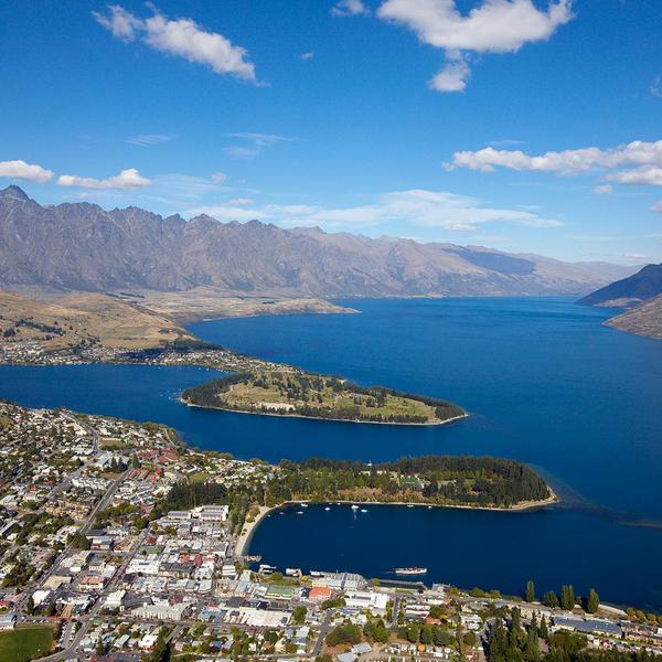 View over Queenstown of The Remarkables