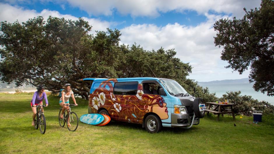 Surf New Zealand. Book a rental campervan for the ultimate road trip.