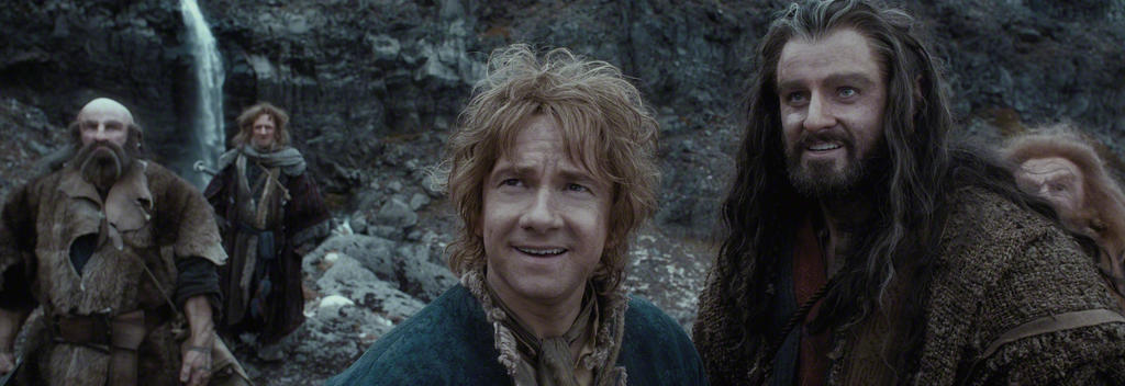 Bilbo, Thorin and the company as seen in The Hobbit