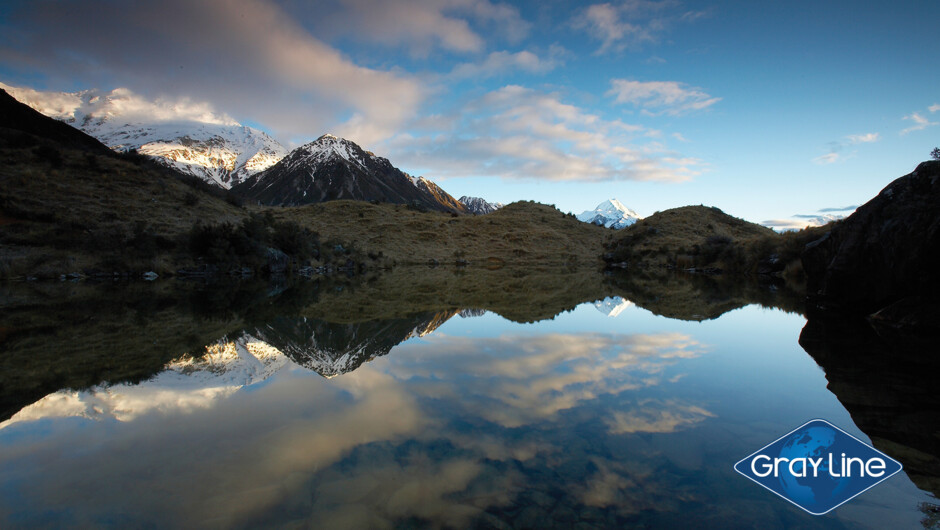 Gray Line Mount Cook dawn reflection