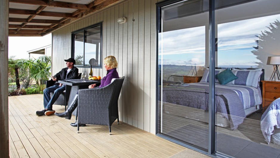 Tui cottage.
Enjoy the views from your private deck.