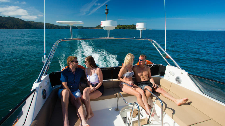 Enjoy a private charter aboard our comfortable boats in the Abel Tasman